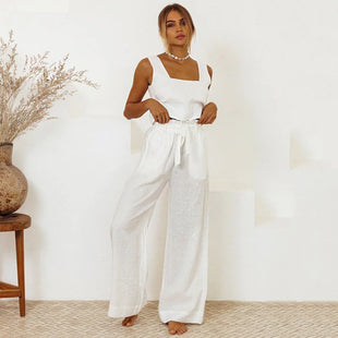 Cotton Linen Vest and Trousers Set