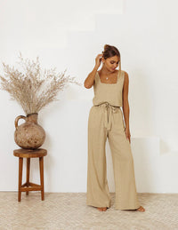 Cotton Linen Vest and Trousers Set