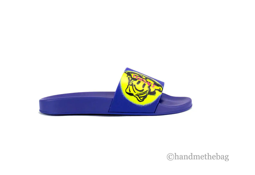 Versace Gomma St. Medusa Smile Lapis Lazuli Lime Pool Slides