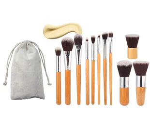 11-Piece Bamboo Handle Makeup Brush Set